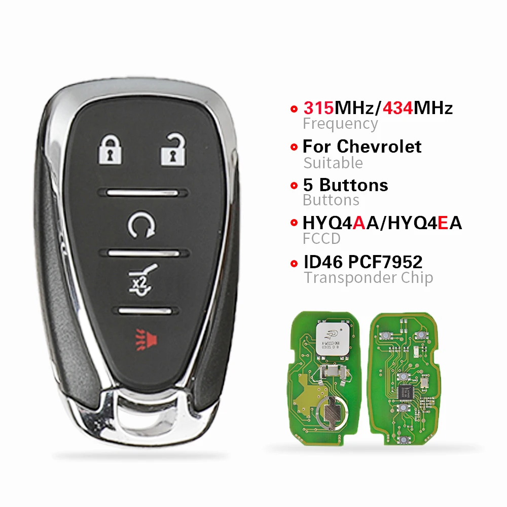 Chiave/Telecomando Per Chevrolet Camaro Equinox Cruze Malibu Spark Hyq4ea Hyq4aa 315/434mhz Id46 Pcf7952 Chip Originale - Remoto Intelligente Chevrolet - H3b7ff82e350448f1bf3247c13c9be9d4b