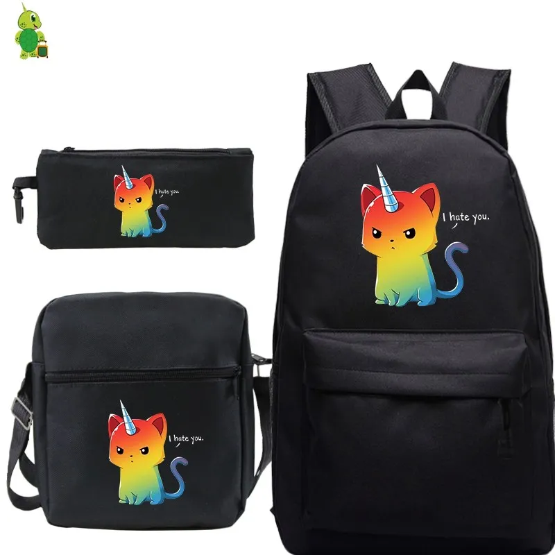Mochila Единорог Рюкзак 3 шт./компл. школьные сумки для подростков мальчиков и девочек рюкзак средней школы Для женщин рюкзаки сумка пенал для ручек - Цвет: 12