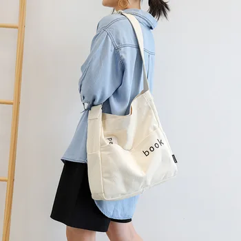 

New style casual magnetic buckle women's canvas bag printing logo shoulder bag quality simple female bag women messenger bags
