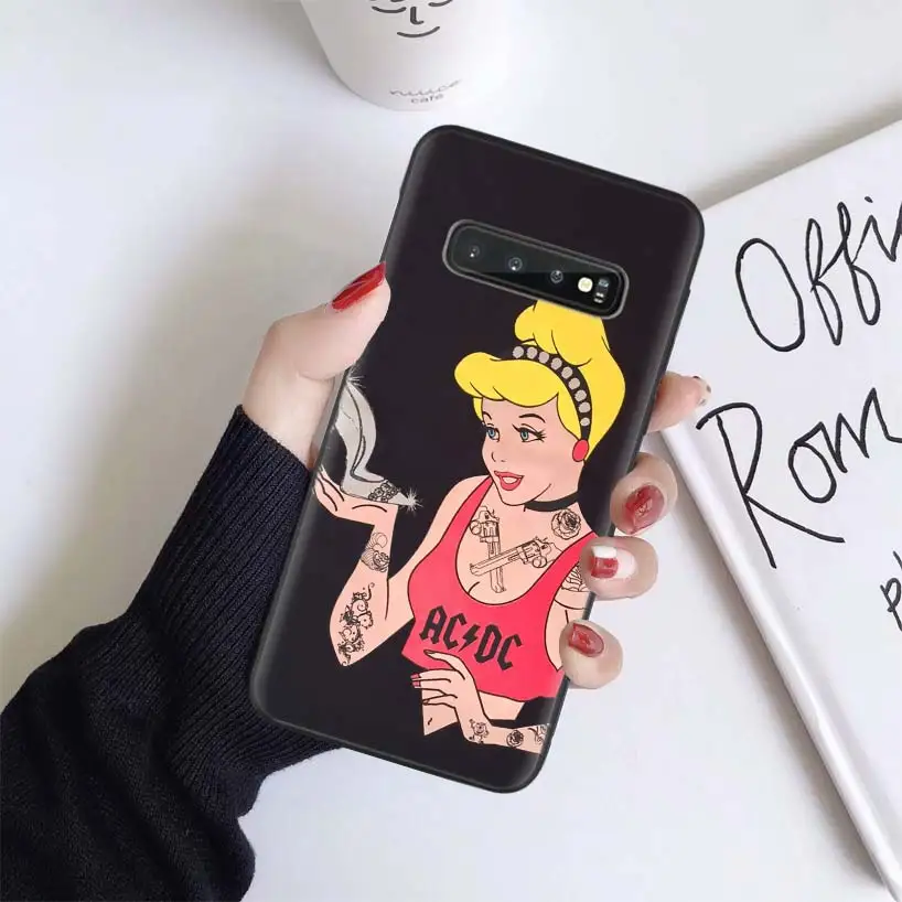 Чехол принцессы с татуировкой для samsung Galaxy S10+ Plus Lite Note 10 9 8 S9 S8 J4 J6+ Plus S7 S6 черный чехол для телефона
