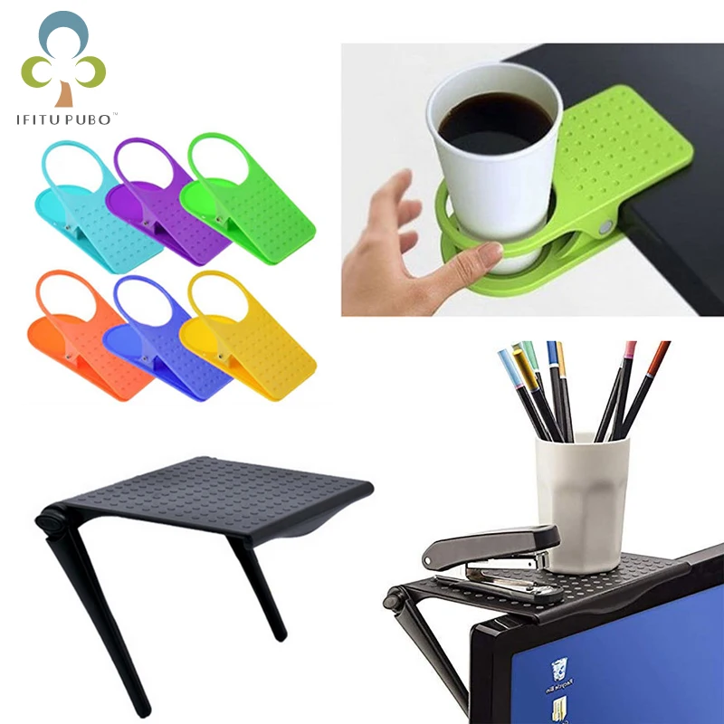 Office Storage Rack Clip/Coffee Drink Cup Table Holder Clip Computer Screen Desk Accessories Organizer Home Cosmetics Shelf ZXH | Дом и сад