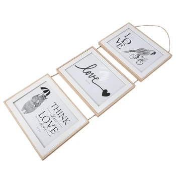 

Combination of Three Connected Wall Hanging Photo Frame Simple Solid Wooden Clip Paper Picture Holder Decoration 7 Inch