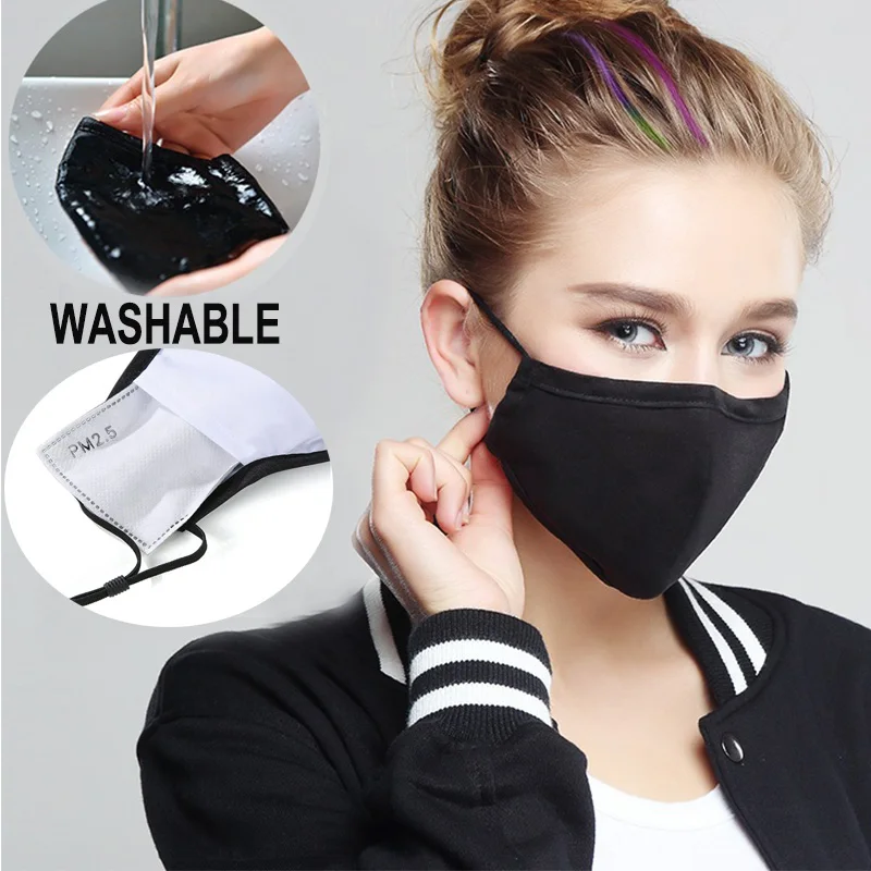 

Washable Face Mask Filter-replaceable Reusable Masks Protection Anti-fog Dust-proof Breathable Mouth Mask + KN95 Filters Pad