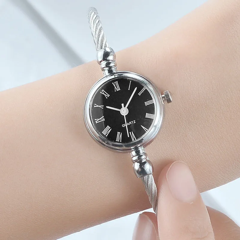 1PC Pop Luxury Vintage Fashion Silver Women Dress Watches Casual Quartz Stainless Steel Band Bracelet Watch Analog Wrist Watches