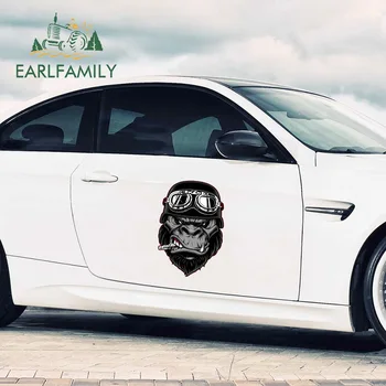 

EARLFAMILY 43cm x 28.8cm for Gorilla Biker Cartoon Car Stickers Motorcycle Sunscreen Vinyl JDM Bumper Trunk Truck Graphics Decal