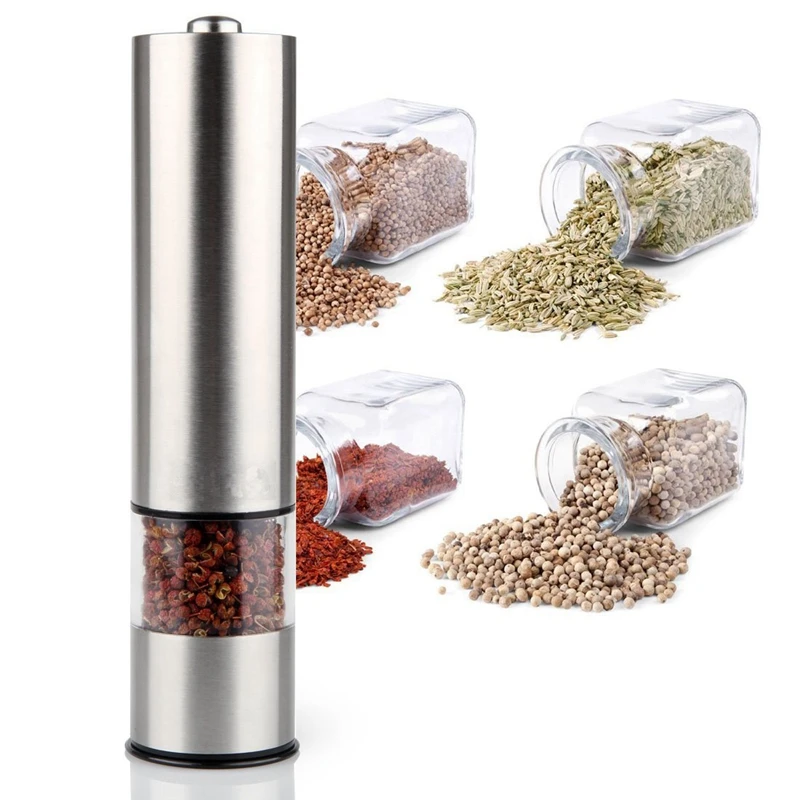 Stainless Steel Electric Salt and Pepper Mill Automatic Herb Spice Grinder Adjustable Coarseness Gifts Kitchen Gadget | Дом и сад