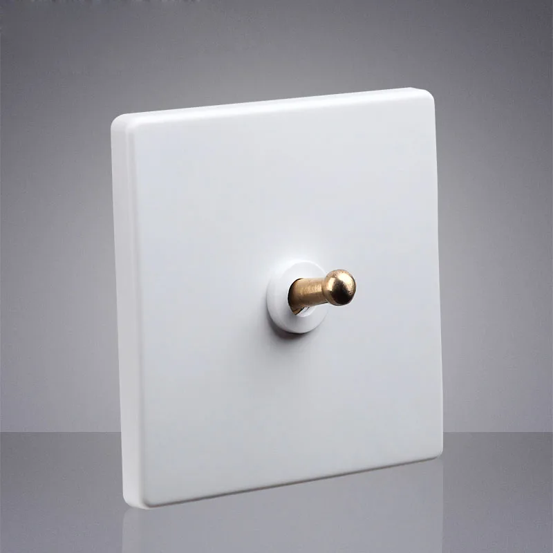  1-4 Gang White Toggle Lamp Switch Outlet Brass Lever Single Dual Control Retro Light Switch Wall Po - 32976150114