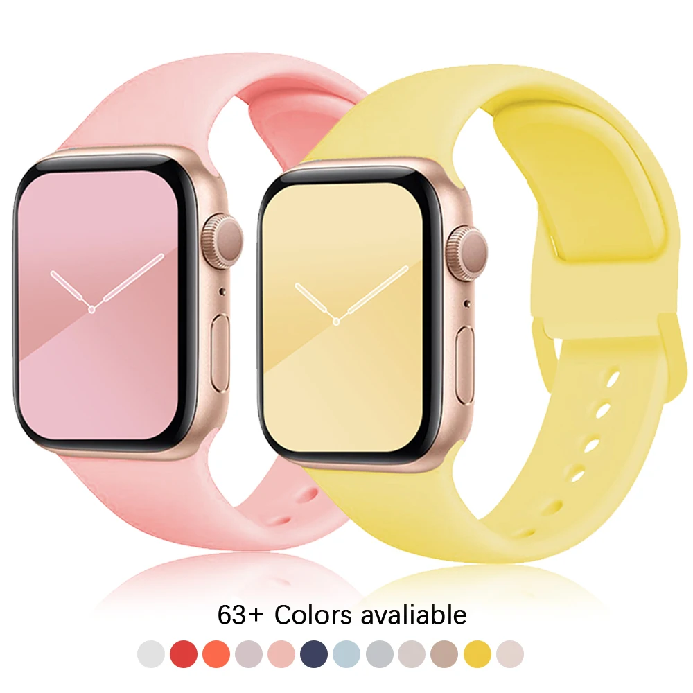 

Silicone Strap For Apple Watch band 6 SE 5 4 3 2 44mm 42mm 40mm 38mm Sport watchband bracelet iWatch for apple watch series 6 5