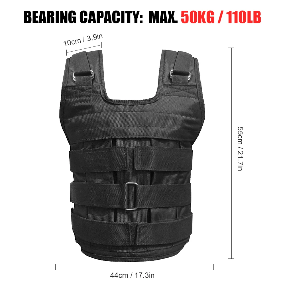 50kg Max Loading Adjustable Weighted Vest Fitness Training Exercise Waistcoat 