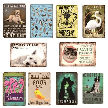 

Dog cat Chicken Elephant Bird Vintage Animals Metal tin signs Retro Home Pub Bar Cafe Pets Shop decor