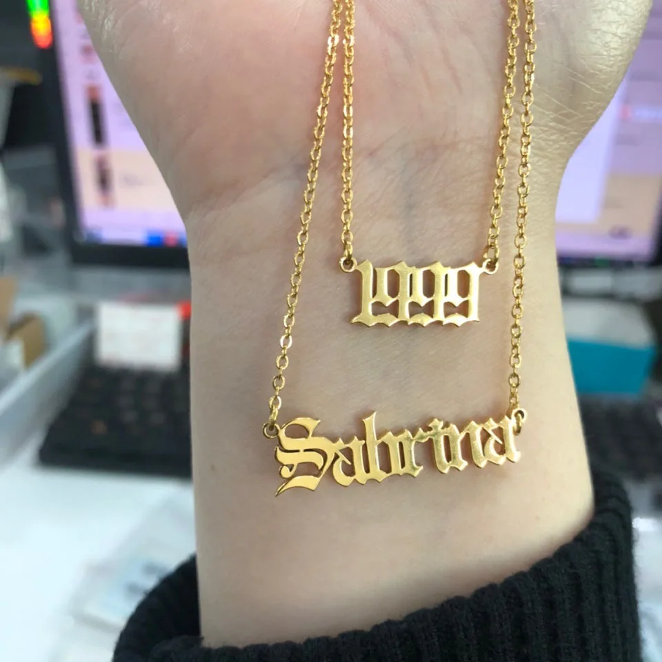 Personalized Double chain name necklace 
