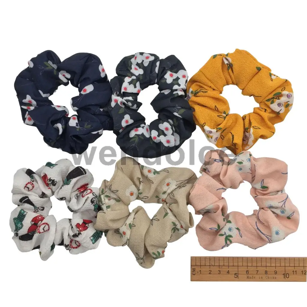PJ016-6PCS 6 шт./партия, бархатные эластичные резинки для волос, резинки для волос для девочек, не складываются, леопардовые женские блестящие шифоновые Цветочные резинки - Цвет: PJ016-6PCS
