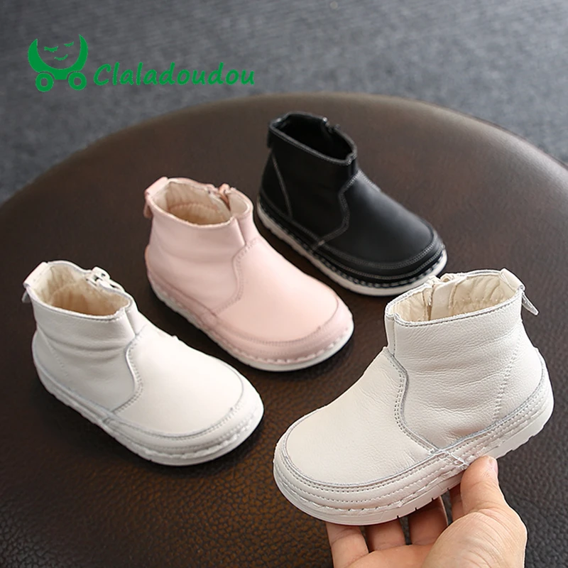 

Claladoudou 13.5-15.5cm Brand Toddler Girls Boys Winter Casual Boots Black Thin Velvet Boots For Boy Soft Sole Baby Sneaker Shoe