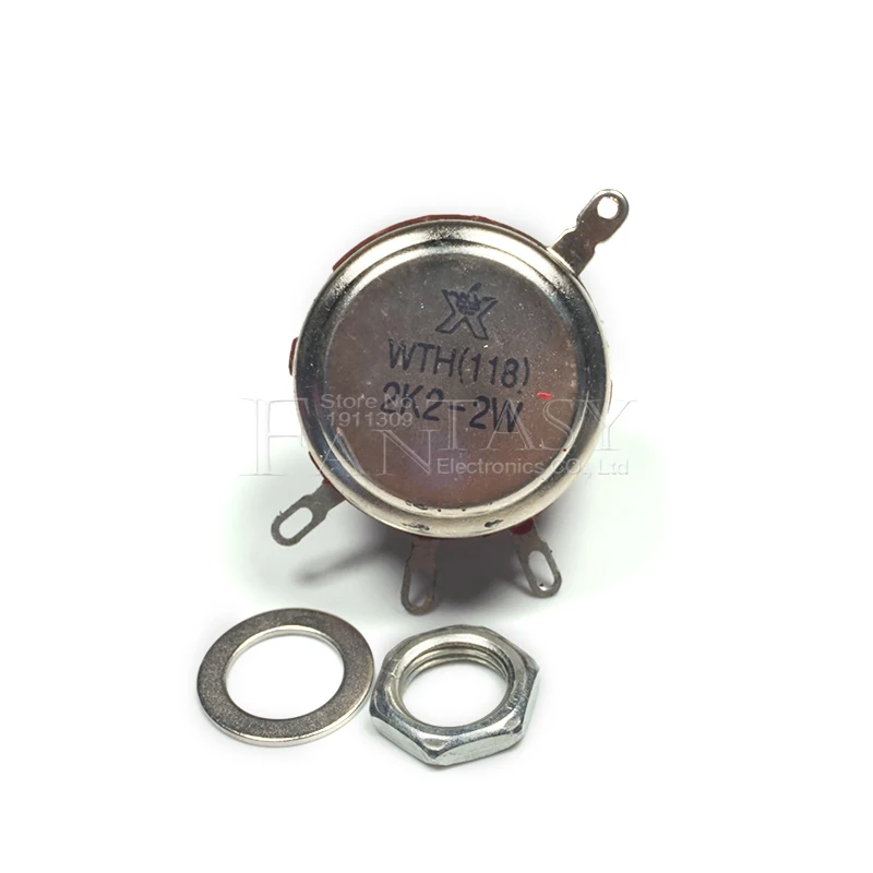 Potentiometer Kit, 2PCS WTH118 2W 1A Potentiometer, 1K 2.2K 4.7K 10K 22K 47K 100K 470K 1M, Round Shaft Carbon Rotary Taper
