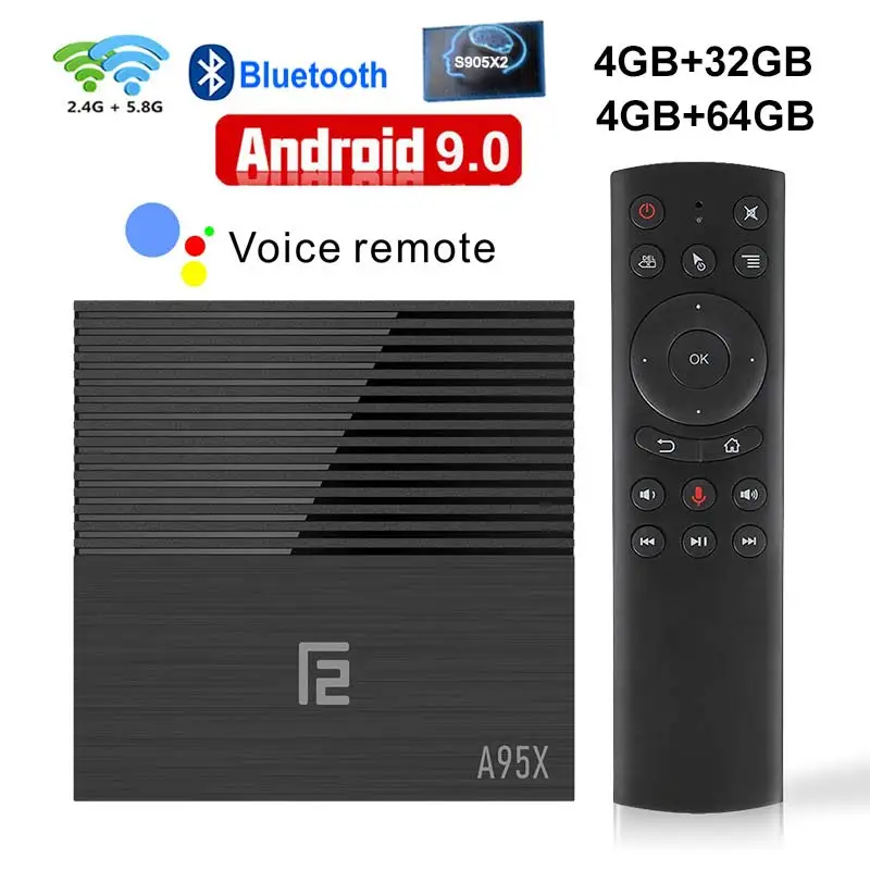 Android tv BOX 9,0 A95X F2 Amlogic S905X2 2 ГБ 4 ГБ 16 ГБ 32 ГБ 64 ГБ 4K Smart Box ТВ Медиаплеер 2,4G и 5G двойной wifi Youtube Netflix