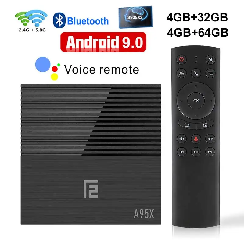 ТВ приставка A95X F2 Android 9 0 Amlogic S905X2 2 ГБ 4 16 32 64 4K смарт медиаплеер 4G и 5G Wi Fi Youtube