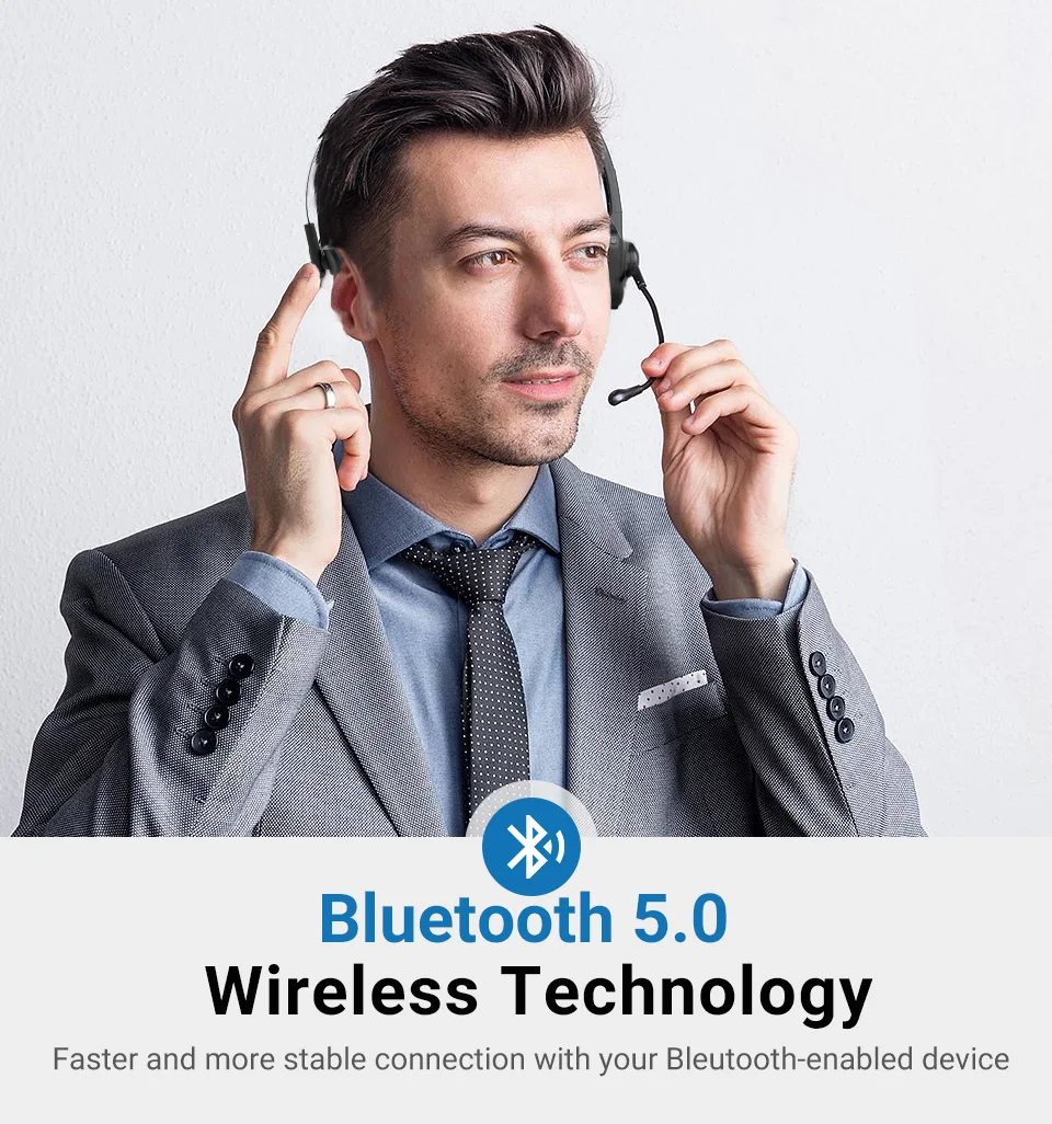 Langsdom H3 Bluetooth 5,0, беспроводные наушники с HD микрофоном, Зарядная база, беспроводные гарнитуры Skype для водителя грузовика, вызов офиса
