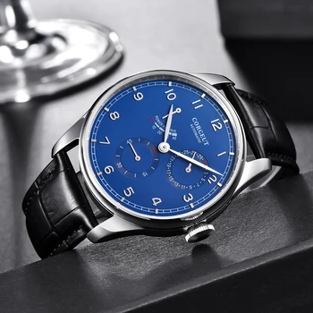 

Top brand 42mm Corgeut Military silver case Power Reserve waterproof seagull movement automatic mens top luxury watch Sports