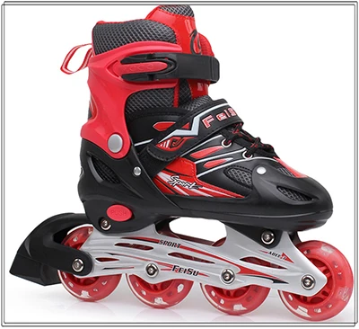 Новинка встроенные Детские скольжение слалом лед обувь для скейтборда Регулируемые моющиеся светящиеся колеса Patines для старших подростков - Цвет: Red S EUR 30-33