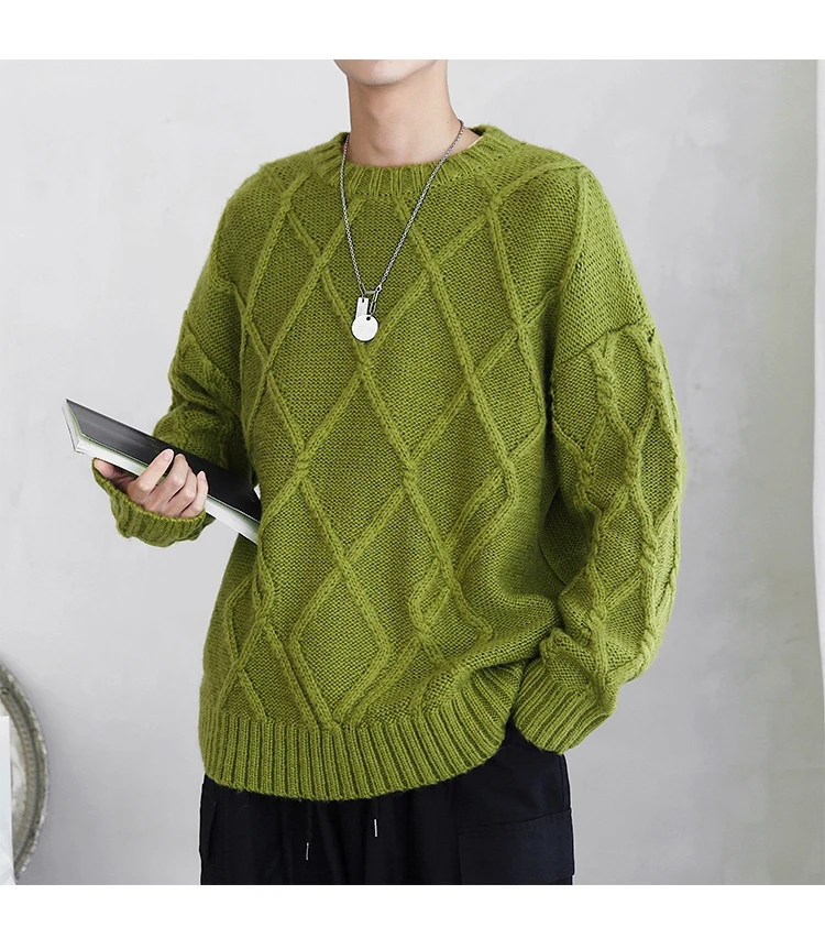 Модный тренд pull homme высококачественный повседневный мужской однотонный Зимний вязаный свитер с круглым воротником Harajuku пуловер мужская Корейская одежда