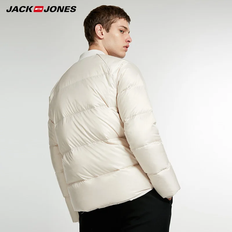 JackJones мужские осенние и зимние утолщенные Бейсбольный воротник короткий пуховик | 218412544