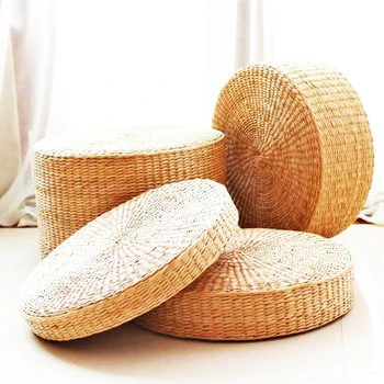 

New Pastoral wind grass Japanese style cushion thick round rattan tatami cushion meditation mat balcony daze meditation yoga mat
