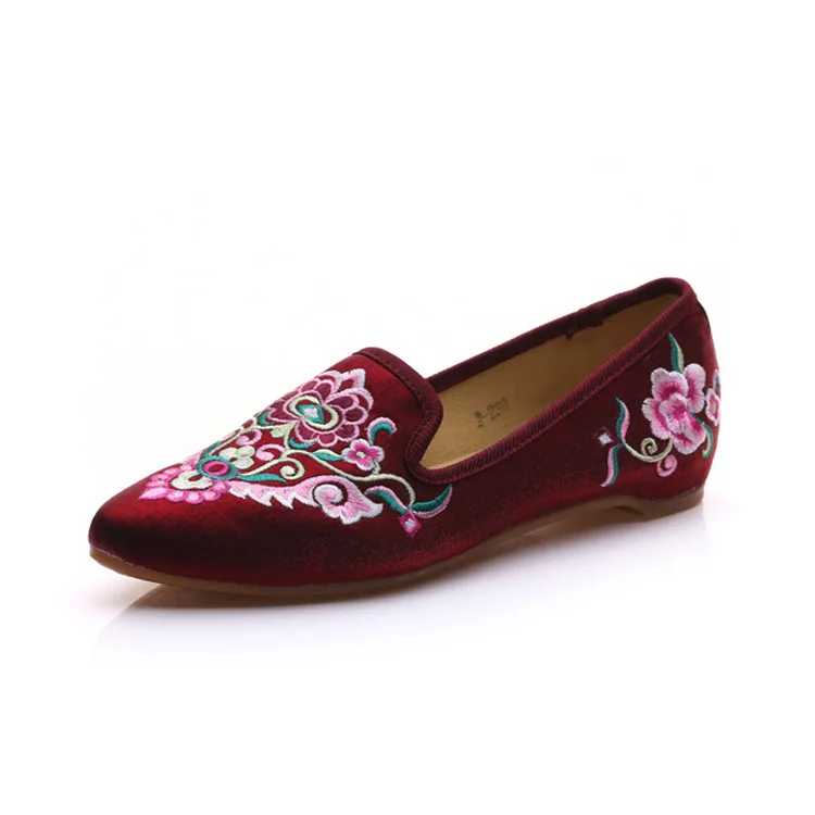 

Women's Pointed-Toe Miao Embroidery Ethnic Embroidery Shoes Silk Satin Slanted Heel Embroidery Muller WOMEN'S Shoes