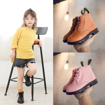

New Autumn Children Girls Kids Winter Boots For Male Baby Martin Student Leather Children's Shoes Botas