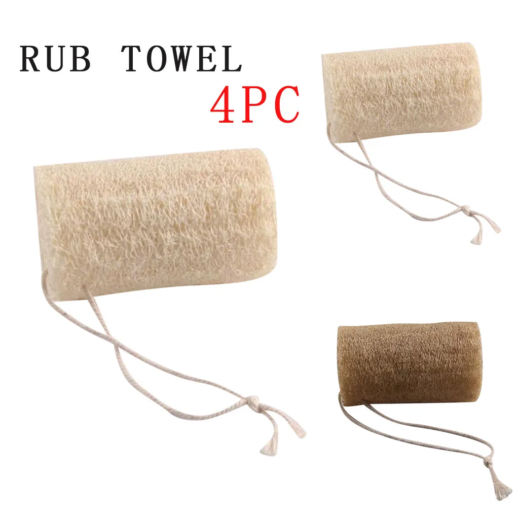 

4PC Bath towel Natural Loofah Luffa Loofah Bath Shower Rubbing Tool Towel exfoliator Size 10X5cm Durable Breathable Soft