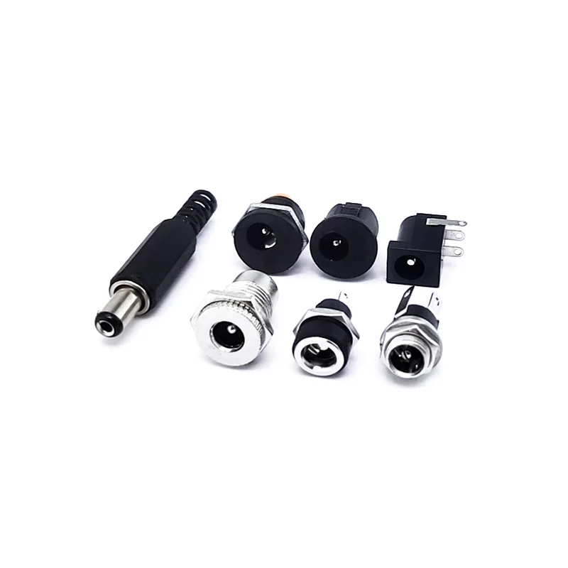 2/5/10Pairs DC 5.5 x 2.1mm Male Plugs + DC Power Socket Female Jack Screw Nut Panel Mount Connector DC022 005 025 022K 099 022B