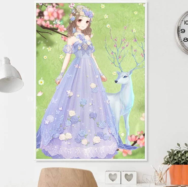 

2018 Diamond Painting Full of Crystals New Style Cartoon Elk GIRL'S Handmade DIY Manufacturers Direct Selling