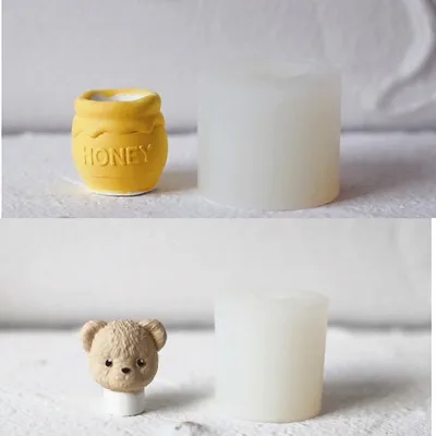 Cute Bear Honey Jar Silicone Mold DIY Aromatherapy Plaster Silicone Mold Pottery mould Candle