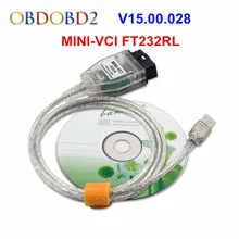 Najnowszy interfejs V15.00.028 MINI VCI dla TOYOTA TIS Techstream MINI-VCI FT232RL Chip J2534 kabel diagnostyczny OBD2 uwalnia statek