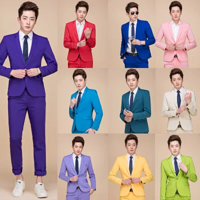 Business Men Formal Multicolor Wedding Suit Blazer Set 2 Pieces Khaki Pink Groom Host Chorus Group Outfit Solid Color Slim Coat Business Men Formal Multicolor Wedding Suit Blazer Set 2 Pieces Khaki Pink Groom Host Chorus Group Outfit Solid Color Slim Coat