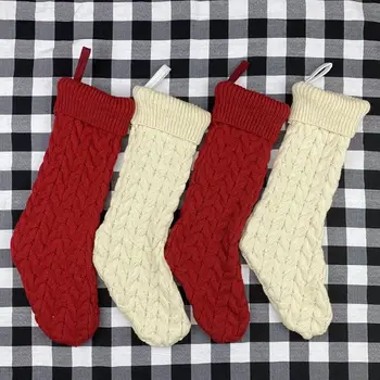 

Christmas Stockings Sock Knitted Candy Gift Bag Holiday Party Decorations Xmas Tree Hanging Pendant Ornament girlfriend and boy