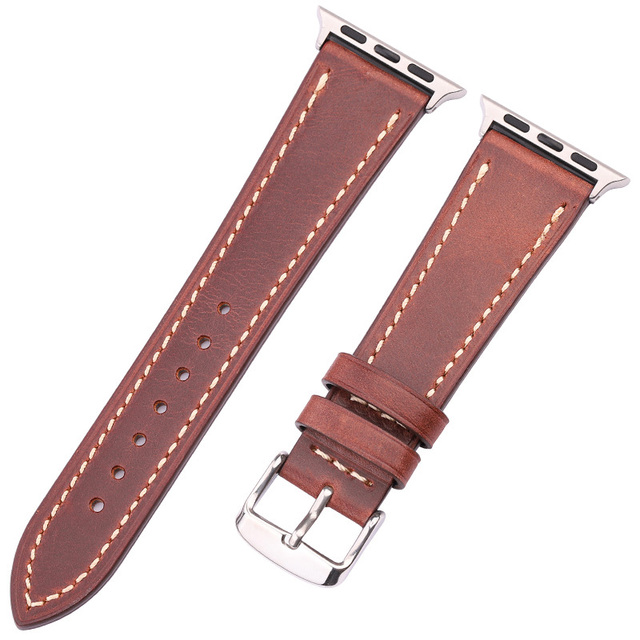 Leather Loop Bracelet Belt For Apple Watch Band Strap 44mm 42mm 40mm 38mm SE Series 6 5 4 3 2 1 Cowhide Watchbands
