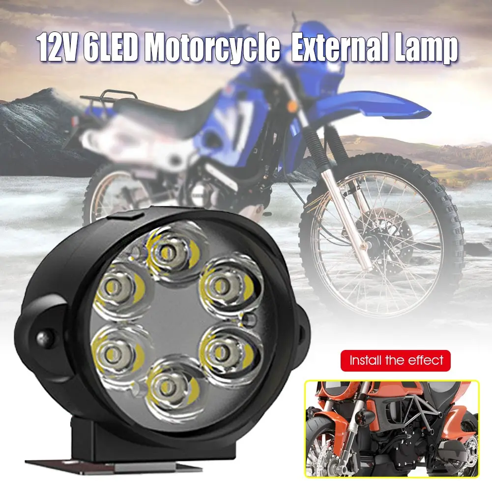 12V 6LED Motorcycle Waterproof Universal External Plastic Lamp Bright Light Headlight |