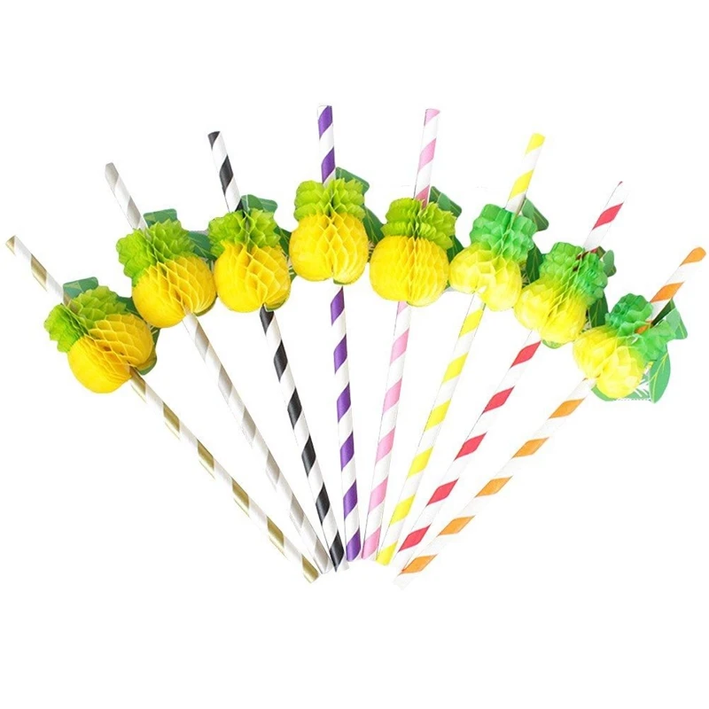 

Pineapple Decorative Disposable Straws for Party Supplies Pineapple Straws 25pcs