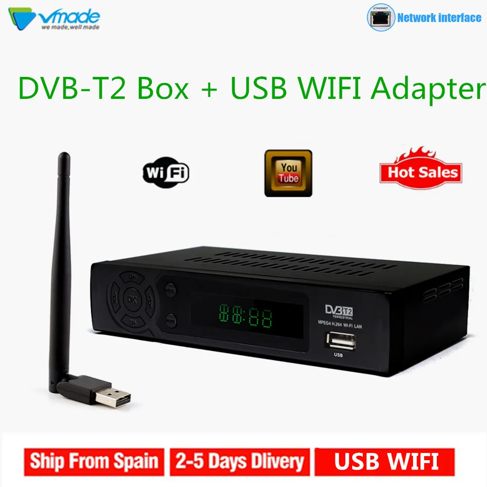 Vmade DVB T2 + USB WIFI Full HD 1080P MPEG4 ЦИФРОВОЙ наземный ТВ приемник T тюнер Встроенная Сеть