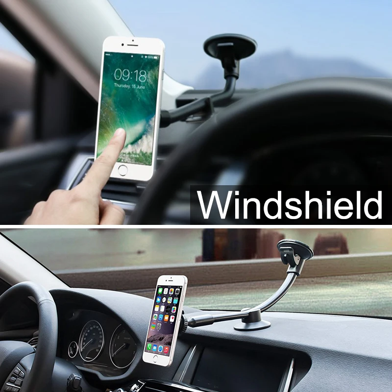 Universal Magnetic Phone Holder Car Long Arm Windshield Dashboard Magnet Car Holder Mount Dock For Phone Mobile Stand For iPhone