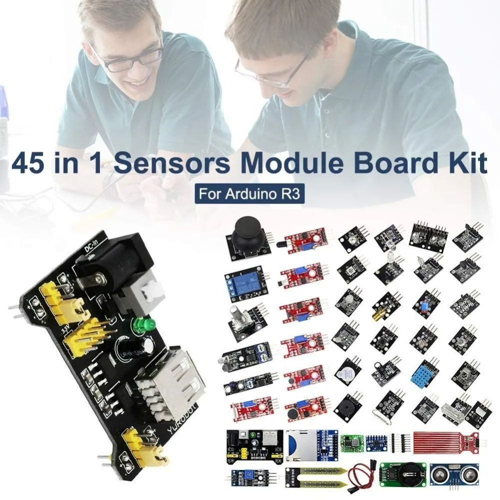 45 в 1 сенсорные модули стартовый набор для Arduino, лучше, чем 37в1 комплект датчика 37 в 1 комплект датчика