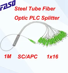 Séparateur de Fiber optique 1 mètre, 1x16, connecteur SC/APC SM, séparateur de Tube en acier de 0.9mm FTTH PLC 