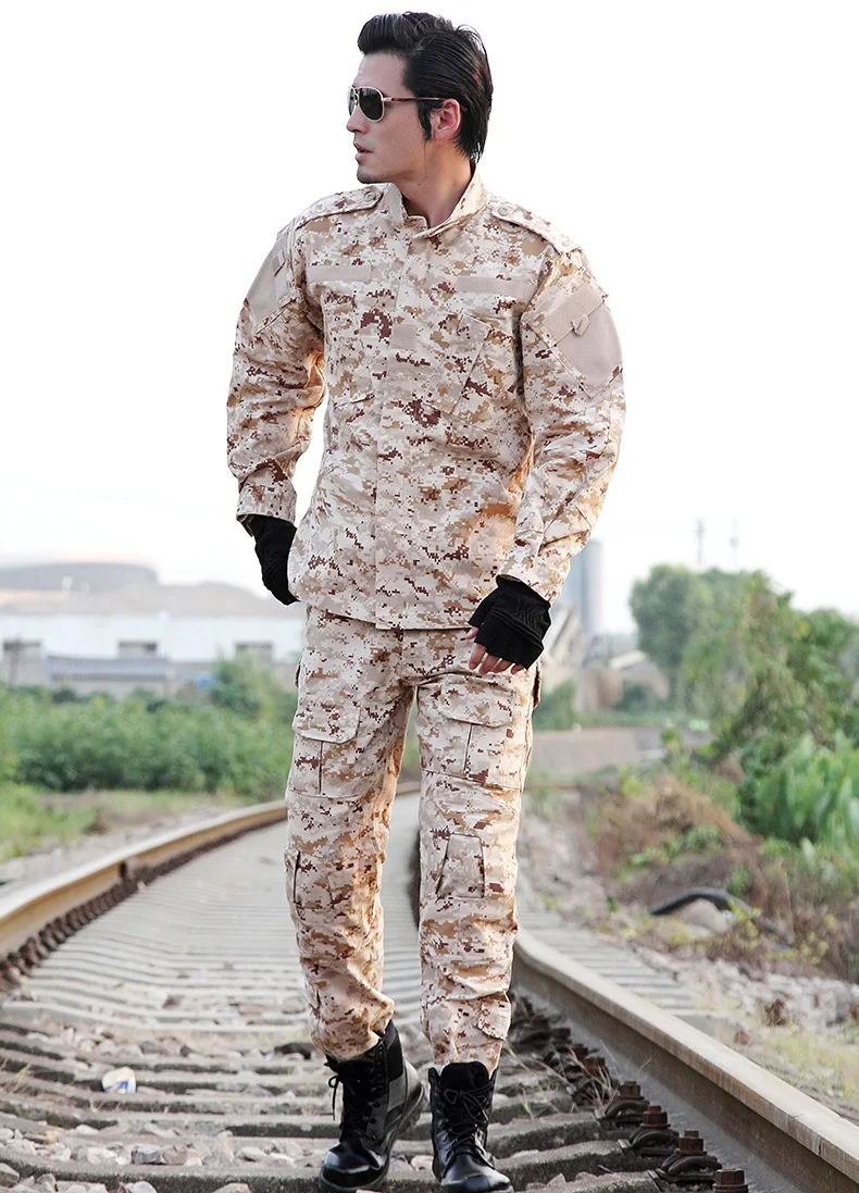 Открытый Камуфляжный костюм для мужчин спецназа полевой костюм с длинным рукавом Военная Боевая тренировочная форма - Цвет: Desert Digital