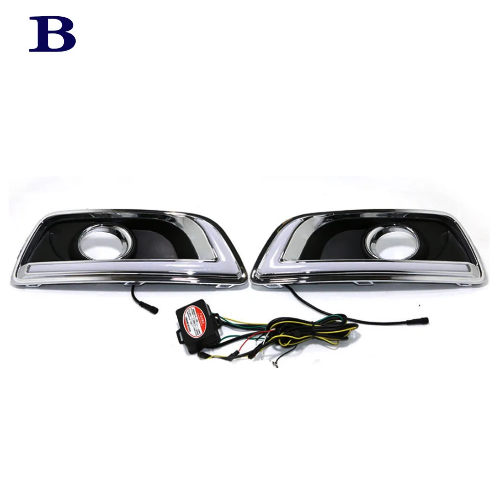 Product B 1 пара для Chevrolet Malibu 2011- светодиодный дневные ходовые огни DRL с желтыми сигнальными огнями COB - Цвет: Product B