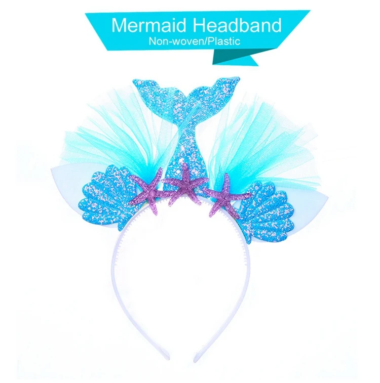 HUIRAN, Русалочка, украшения для тематических вечеринок, Русалочка, вечерние принадлежности для девочек, украшение для дня рождения, вечеринки, для детей - Цвет: Mermaid headband