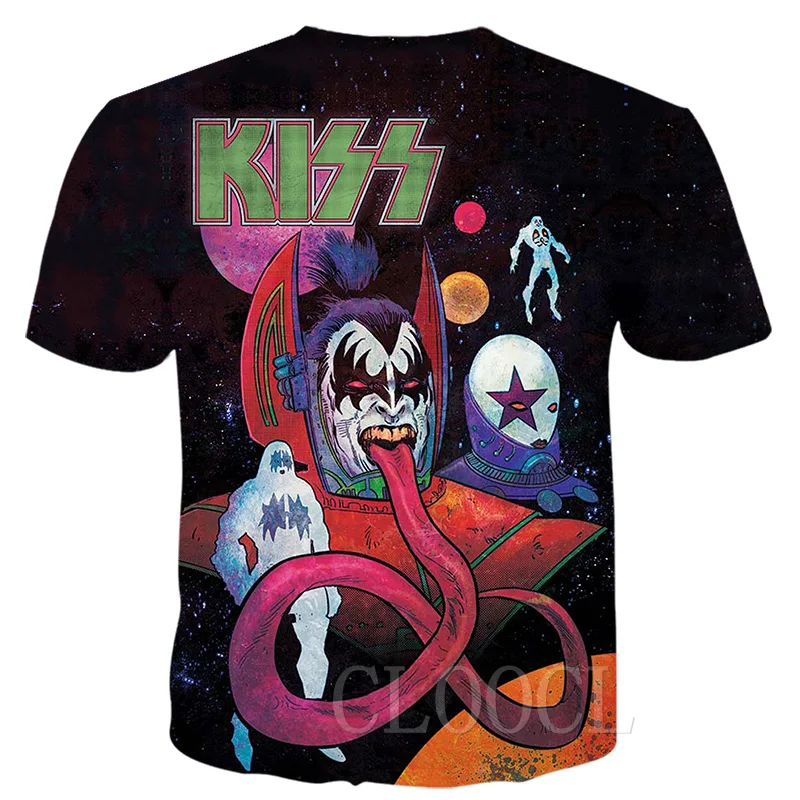 Рок-группа KISS Футболка Мужская/Женская 3D принт Повседневная модная футболка с коротким рукавом крутая Harajuku футболка уличная спортивная футболка пуловер
