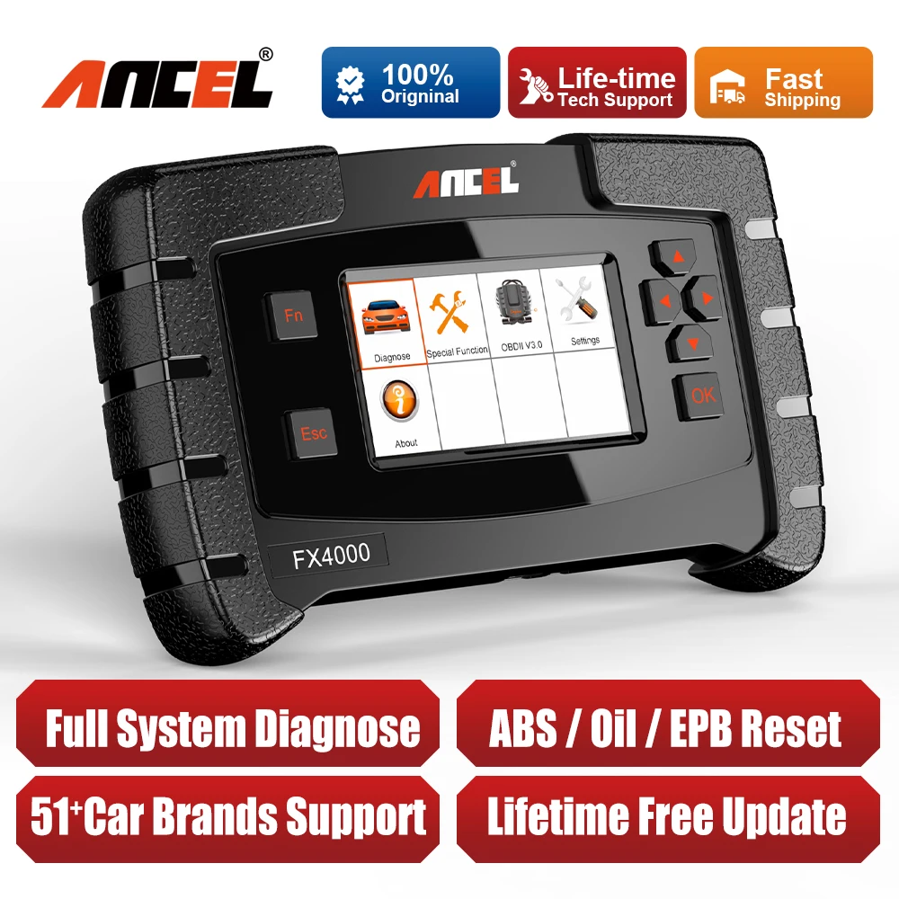ANCEL FX4000 OBD2 Scanner Diagnostic Tool EPB ABS Oil Reset Automotive All System OBD Scan Tool