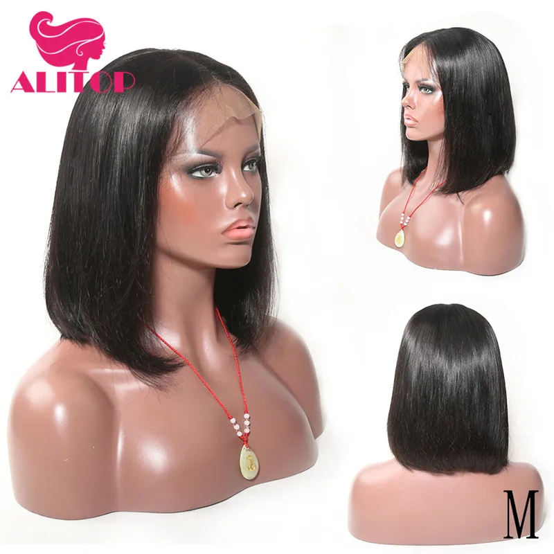 ALITOP короткий парик-Боб кружева передние человеческие волосы парики для черных женщин полный конец предварительно сорвал прямые