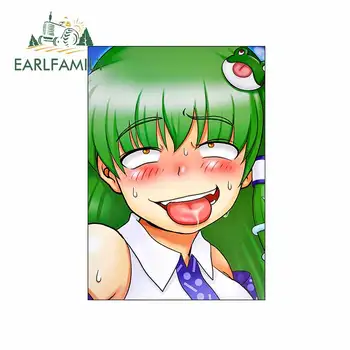 

EARLFAMILY 13cm x 9.1cm for Ahegao Face Green Windows Decal Laptop Car Stickers Air Conditioner Anime Waterproof Vinyl Car Wrap