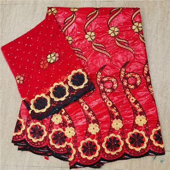

African Bazin Riche Lace Fabric New Design Embroidered High Quality French Tulle Lace With beads Guipure Lace Fabric HL041505